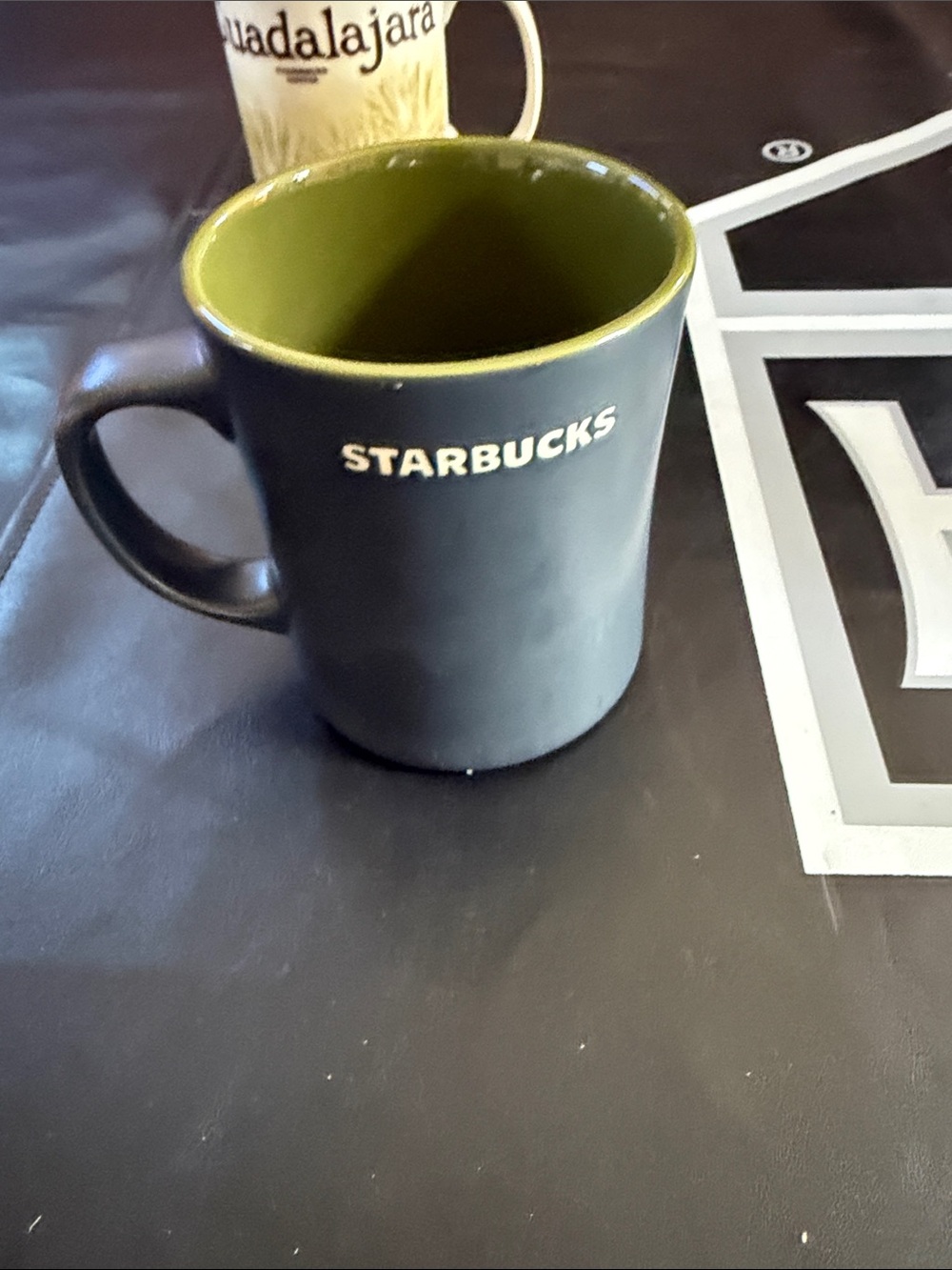 Starbucks Black Mug with Olive Green Interior